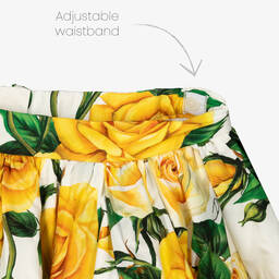 Dolce & Gabbana-Girls Yellow Roses Cotton Skirt | Childrensalon Outlet
