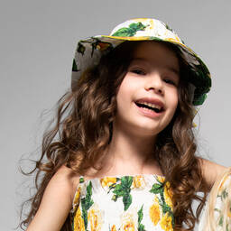 Dolce & Gabbana-Girls Yellow Roses Cotton Sun Hat | Childrensalon Outlet