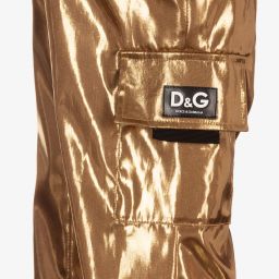 Dolce & Gabbana-Gold Cargo Logo Trousers | Childrensalon Outlet