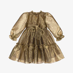 Dolce & Gabbana-Золотое платье из органзы для девочек | Childrensalon Outlet