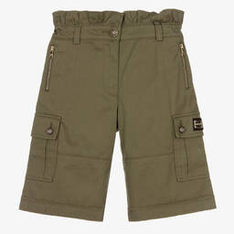Dolce & Gabbana-Green Cotton Cargo Shorts | Childrensalon Outlet