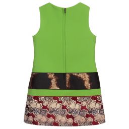 Dolce & Gabbana-Green Viscose Patchwork Dress | Childrensalon Outlet