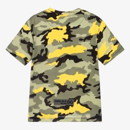 دولتشي آند غابانا-تيشيرت قطن لون أخضر وأصفر للأولاد | Childrensalon Outlet