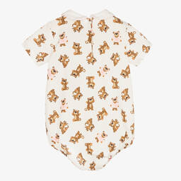 Dolce & Gabbana-Кремовое боди из хлопкового джерси с леопардами | Childrensalon Outlet