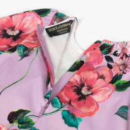 Dolce & Gabbana-Лиловое и розовое хлопковое платье с цветочным узором для девочек | Childrensalon Outlet