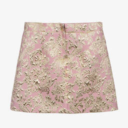  دولتشي آند غابانا-تنورة بروكاد لون زهري و ذهبي | Childrensalon Outlet