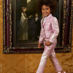 Dolce & Gabbana-Pink & Gold Silk Trousers | Childrensalon Outlet