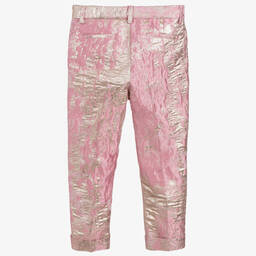 Dolce & Gabbana-Pink & Gold Silk Trousers | Childrensalon Outlet