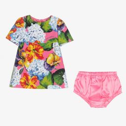 Dolce & Gabbana-Розовое платье с гортензиями и трусики | Childrensalon Outlet
