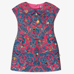 Dolce & Gabbana-Pink Jewelled Jacquard Dress | Childrensalon Outlet