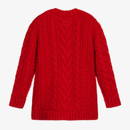 Dolce & Gabbana-Red Cable Knit Wool Cardigan | Childrensalon Outlet