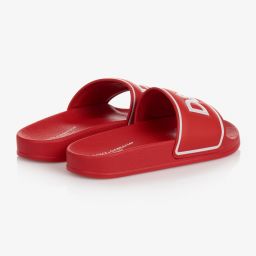 Dolce & Gabbana-Красные кожаные шлепанцы | Childrensalon Outlet