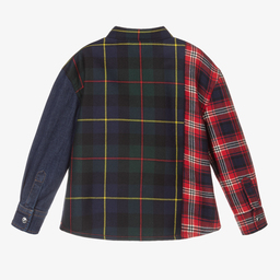 Dolce & Gabbana-Red Tartan & Blue Denim Shirt | Childrensalon Outlet