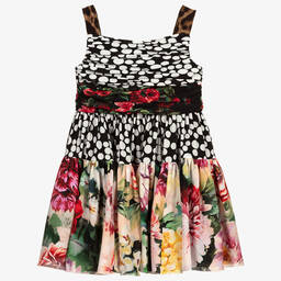 Dolce & Gabbana-Spotted & Floral Silk Dress | Childrensalon Outlet