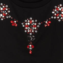 Dolce & Gabbana-Teen Black Crystals T-Shirt | Childrensalon Outlet