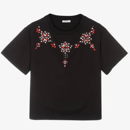 Dolce & Gabbana-Teen Black Crystals T-Shirt | Childrensalon Outlet