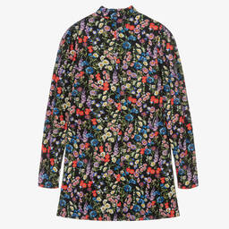 Dolce & Gabbana-فستان بياقة عالية وطبعة ورود قطن لون أسود | Childrensalon Outlet