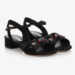 Dolce & Gabbana-Teen Black Jewelled Sandals | Childrensalon Outlet