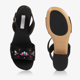 Dolce & Gabbana-Teen Black Jewelled Sandals | Childrensalon Outlet
