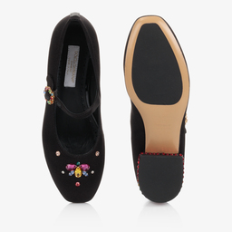 Dolce & Gabbana-Teen Black Jewelled Shoes | Childrensalon Outlet
