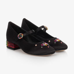 Dolce & Gabbana-Teen Black Jewelled Shoes | Childrensalon Outlet