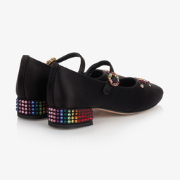 Dolce & Gabbana-Teen Black Jewelled Shoes | Childrensalon Outlet