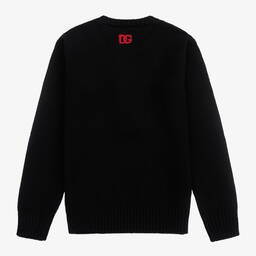 Dolce & Gabbana-Черный свитер с розами и логотипом для подростков | Childrensalon Outlet