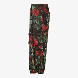 Dolce & Gabbana-Teen Black Rose Quilt Trousers | Childrensalon Outlet