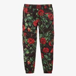 Dolce & Gabbana-Teen Black Rose Quilt Trousers | Childrensalon Outlet