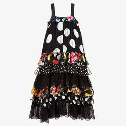 Dolce & Gabbana-Teen Black Silk Maxi Dress | Childrensalon Outlet
