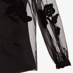 Dolce & Gabbana-Teen Black Silk Organza Blouse | Childrensalon Outlet