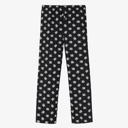 Dolce & Gabbana-Teen Black & White DG Logo Trousers | Childrensalon Outlet
