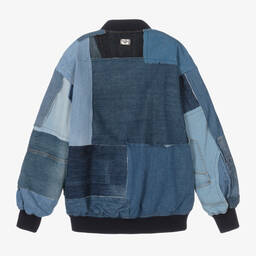 Dolce & Gabbana-Синяя джинсовая куртка-бомбер в стиле пэчворк | Childrensalon Outlet