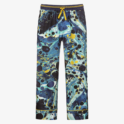 Dolce & Gabbana-Teen Blue Marble Silk Trousers | Childrensalon Outlet