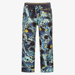Dolce & Gabbana-Teen Blue Marble Silk Trousers | Childrensalon Outlet