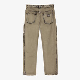 Dolce & Gabbana-Teen Boys Beige Distressed Denim Jeans | Childrensalon Outlet