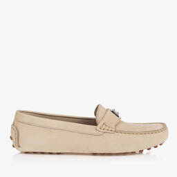 Dolce & Gabbana-Teen Boys Beige Leather DG Moccasins | Childrensalon Outlet