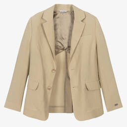 Dolce & Gabbana-جاكيت بلايزر كتان لون بيج للمراهقين | Childrensalon Outlet