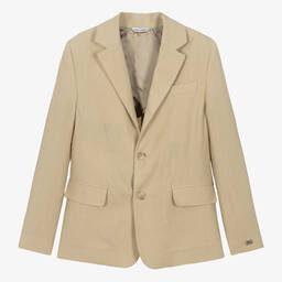 Dolce & Gabbana-جاكيت بلايزر كتان لون بيج للمراهقين | Childrensalon Outlet