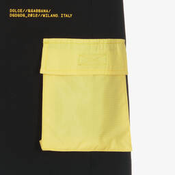 Dolce & Gabbana-شورت تينز ولادي قطن جيرسي لون أسود وأصفر | Childrensalon Outlet