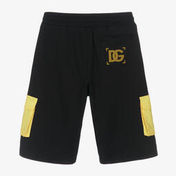 Dolce & Gabbana-شورت تينز ولادي قطن جيرسي لون أسود وأصفر | Childrensalon Outlet