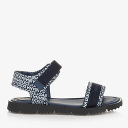 Dolce & Gabbana-Teen Boys Blue Cotton & Leather Sandals | Childrensalon Outlet