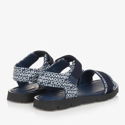 Dolce & Gabbana-Teen Boys Blue Cotton & Leather Sandals | Childrensalon Outlet