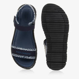 Dolce & Gabbana-Teen Boys Blue Cotton & Leather Sandals | Childrensalon Outlet
