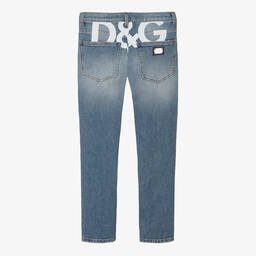 Dolce & Gabbana-Teen Boys Blue Denim Graphic Jeans | Childrensalon Outlet