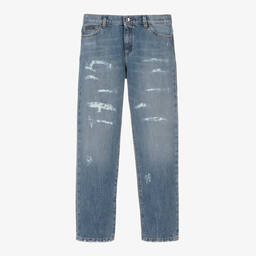 Dolce & Gabbana-Синие джинсы с эффектом потертости | Childrensalon Outlet