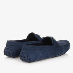 Dolce & Gabbana-Teen Boys Blue Leather DG Moccasins | Childrensalon Outlet