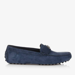 Dolce & Gabbana-Teen Boys Blue Leather DG Moccasins | Childrensalon Outlet