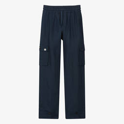 Dolce & Gabbana-Teen Boys Blue Linen Cargo Trousers | Childrensalon Outlet
