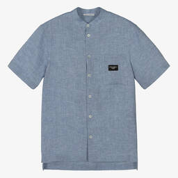 Dolce & Gabbana-Teen Boys Blue Linen Shirt | Childrensalon Outlet